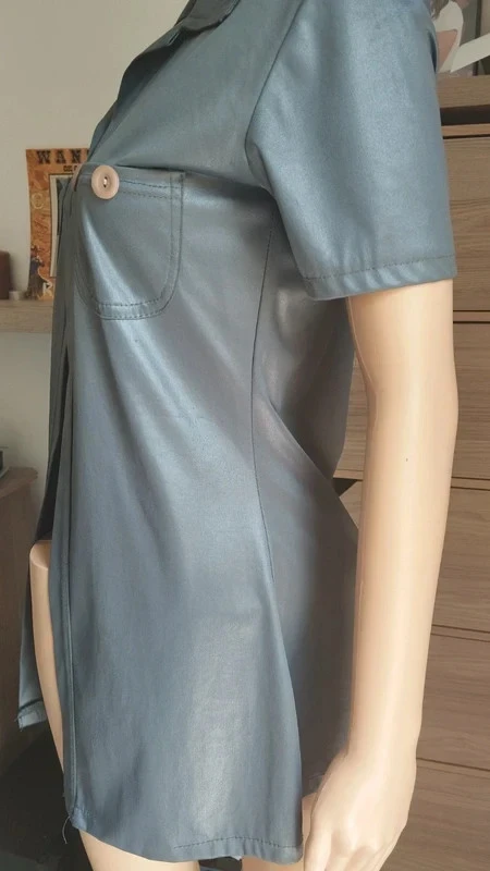 Women's grey overshirt – Short sleeves – Vintage style – One size (see measurements) – photo 5